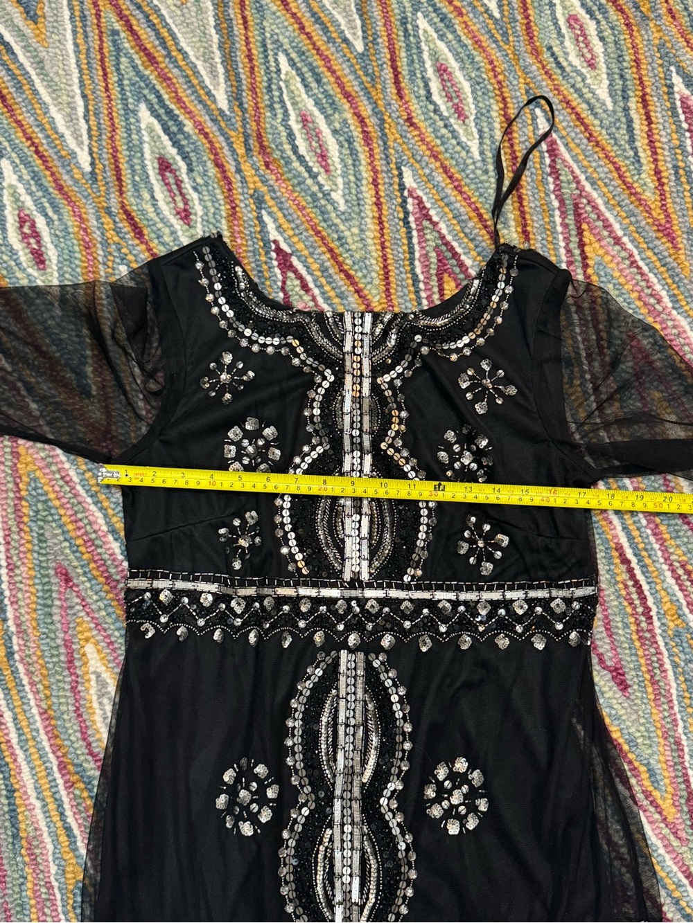 🪙🔲◾️STUNNING Black Embellished Bling Beaded Long Sleeve Cocktail Dress ◾️🔲🪙 - Picture 10 of 10